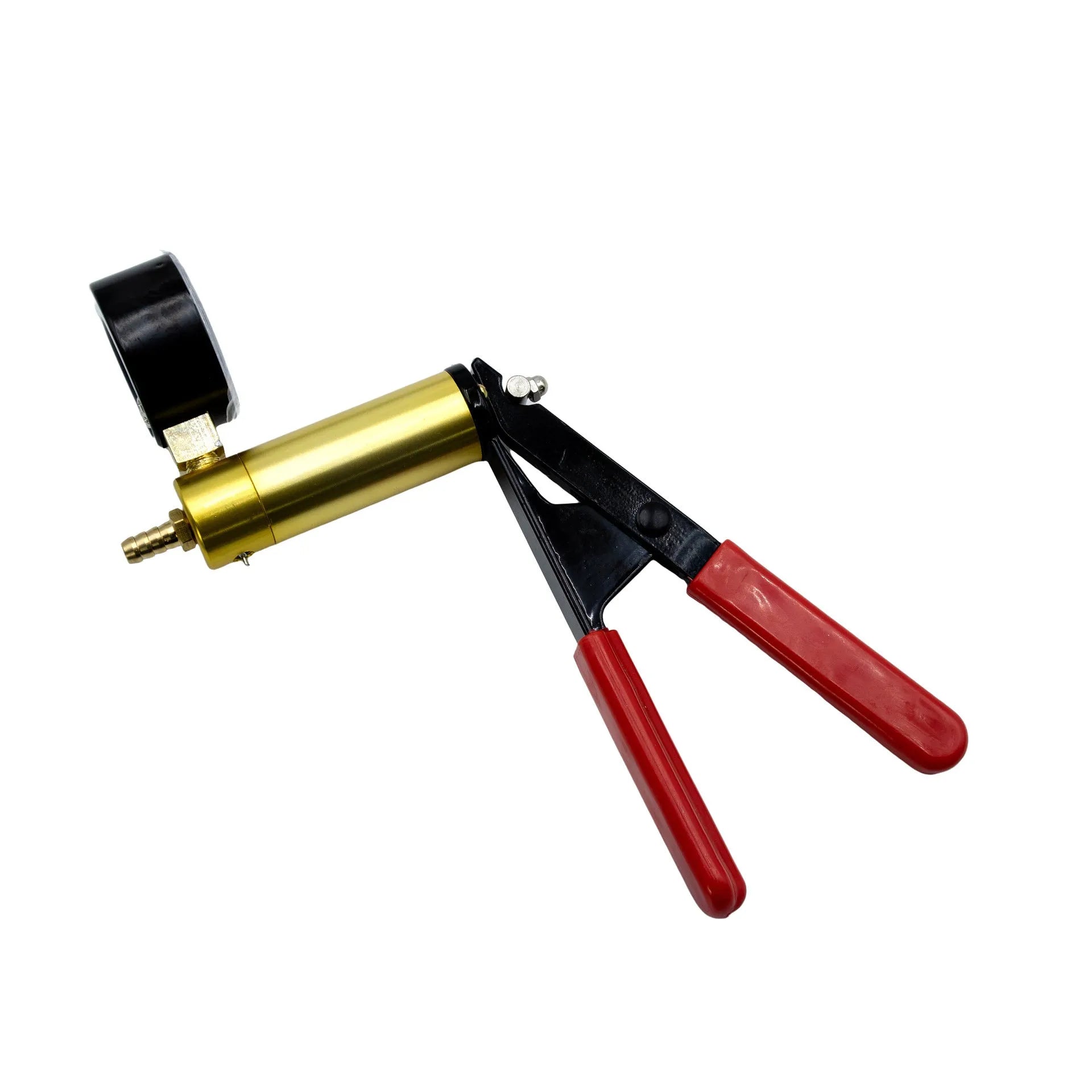 Manual aluminium vacuum air blow gun car dent repair tool on a workshop bench.
