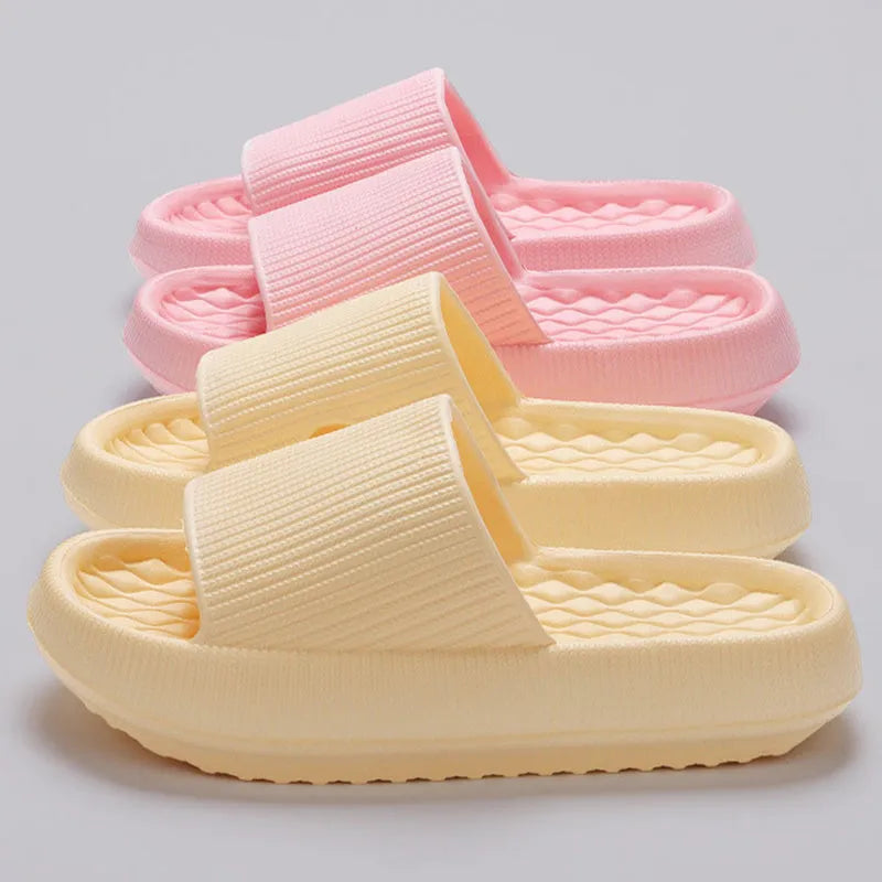 Summer EVA slippers solid colour rhombus stripe anti-slip new women's home shoes