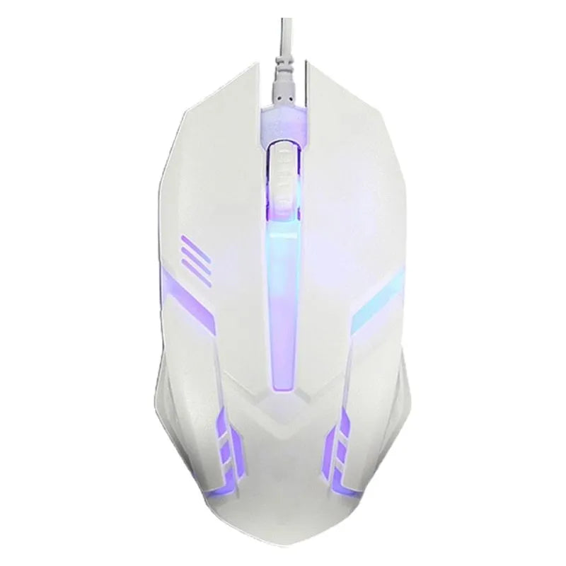 Wired luminous mouse for desktop in black or white with USB cable