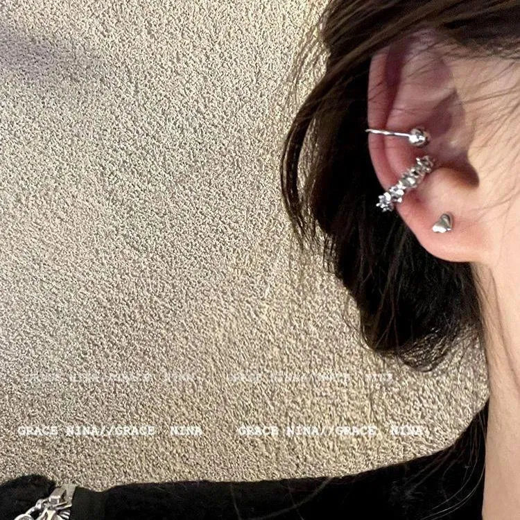 Women's geometric ear clip earrings with irregular frosty style in alloy material