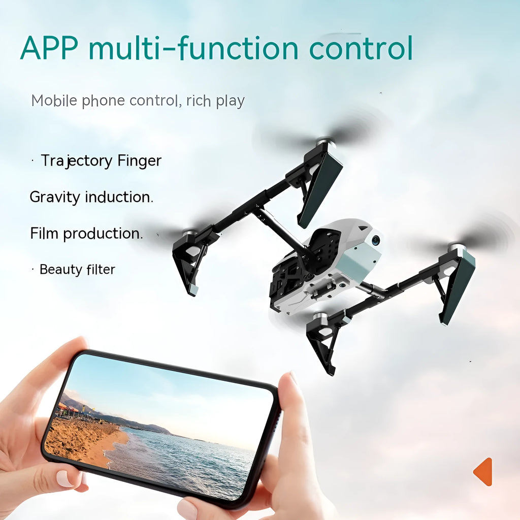 White KS66 alloy UAV drone with remote control and accessories on a table.