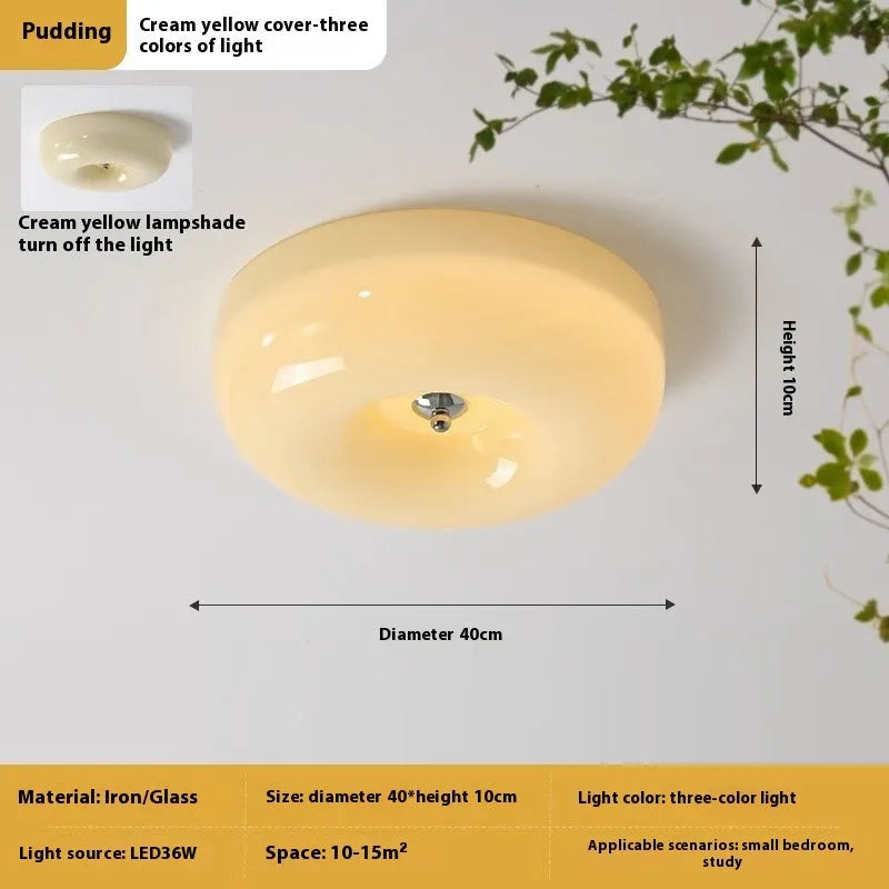 American style cream colour bedroom ceiling lamp with three-colour light function