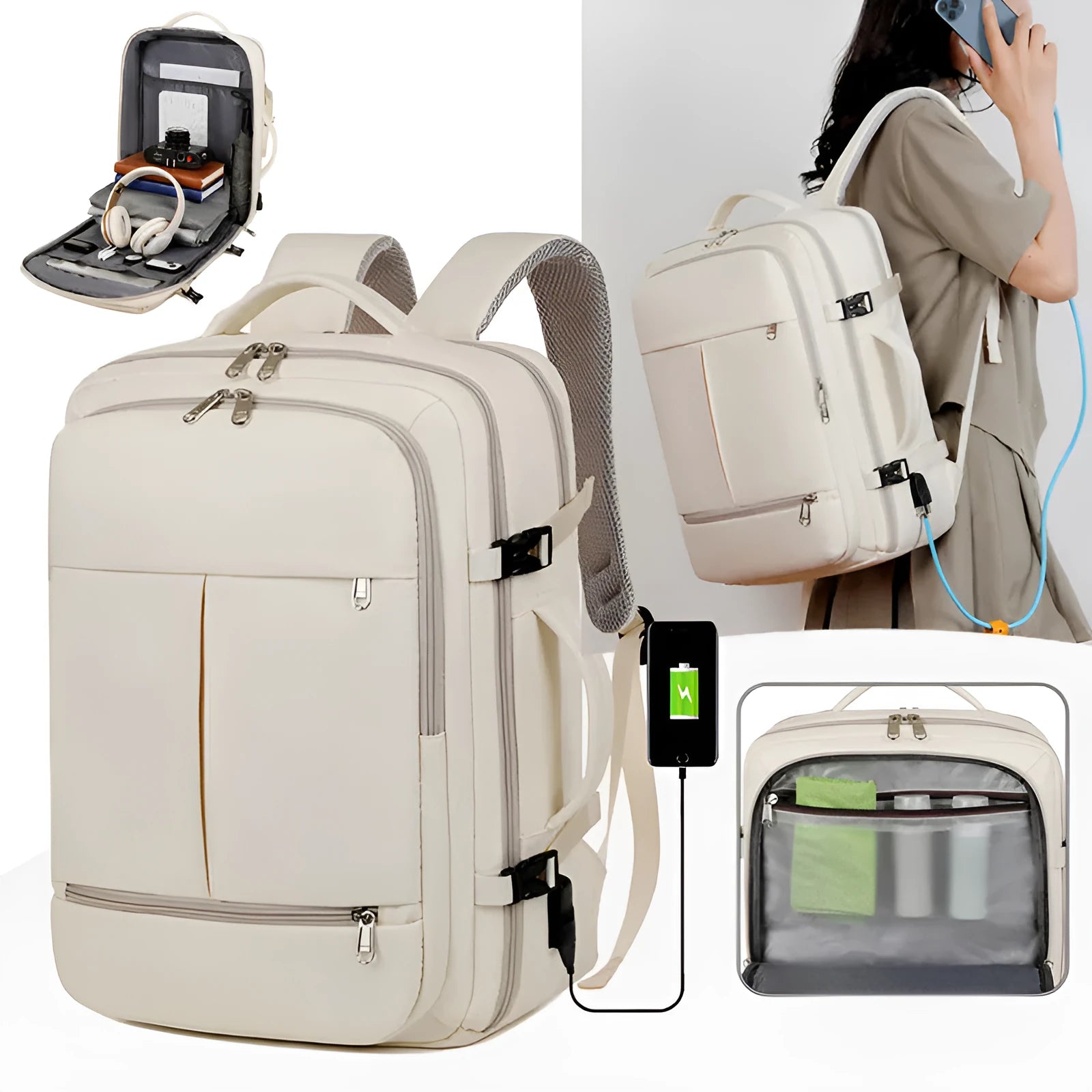 Waterproof Oxford cloth backpack with multiple pockets for 15.6 inch laptops in various colours