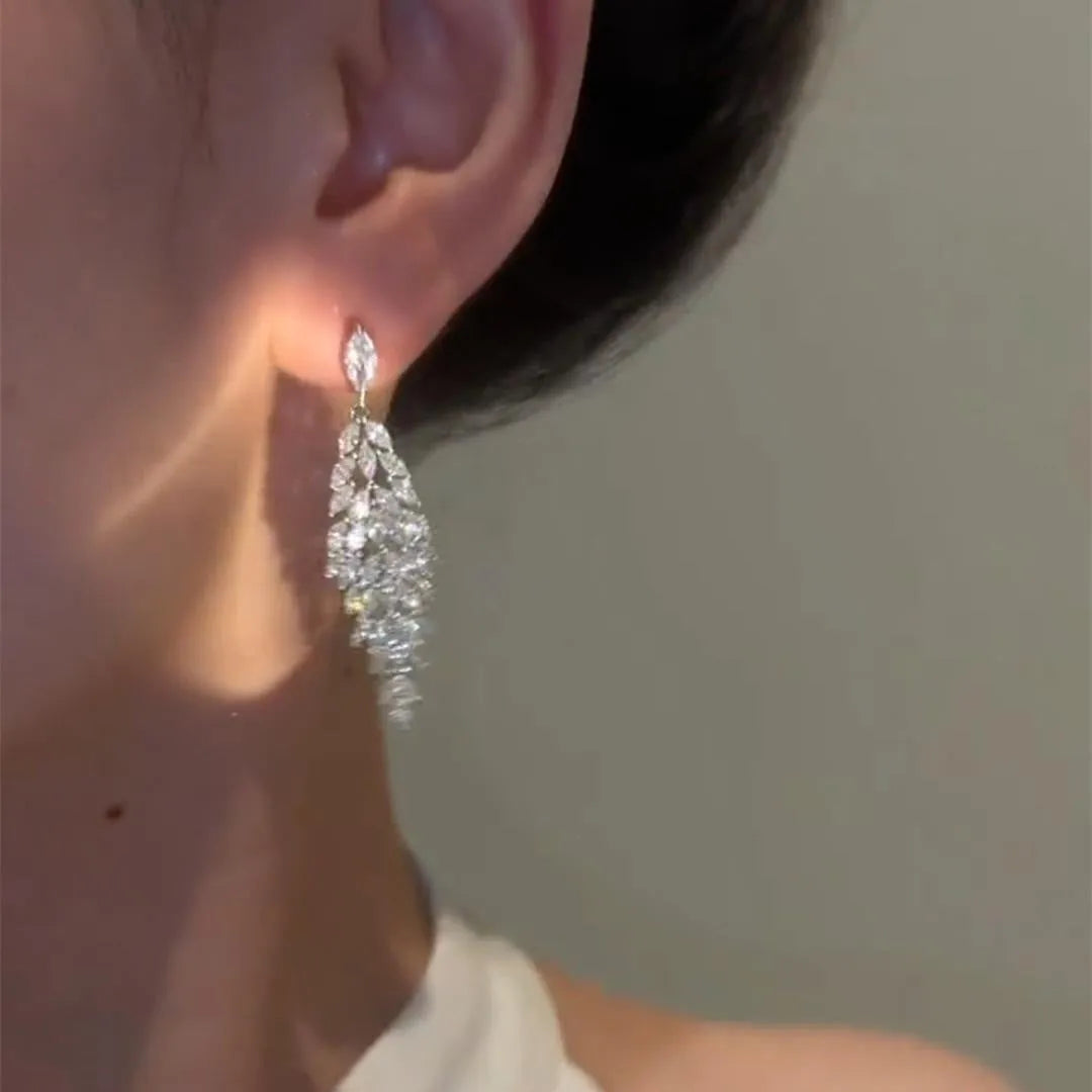 Silver plated anti-allergy auricular needle earrings with Japanese Korean style design