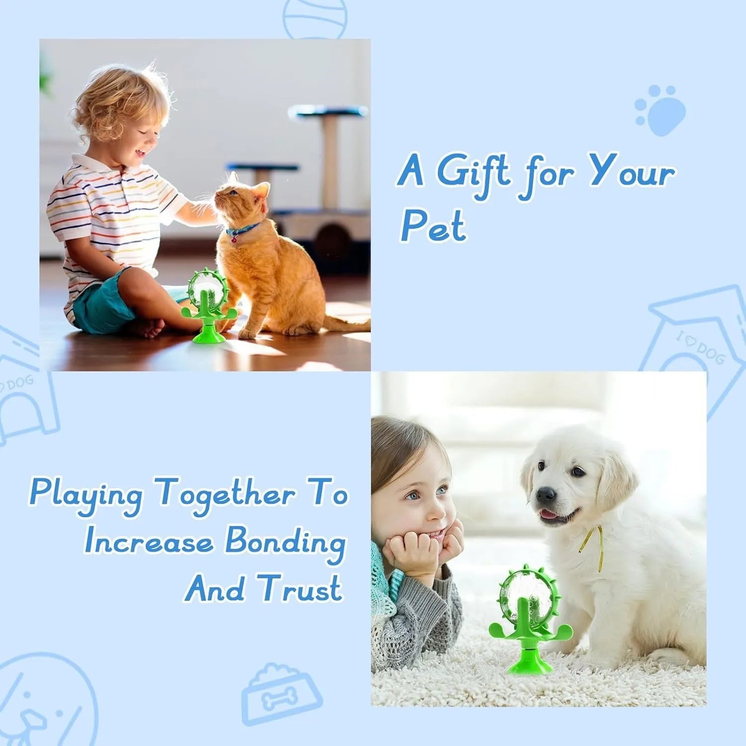 Interactive pet puzzle feeder toy with rotating spinner and sucker base in multiple colours