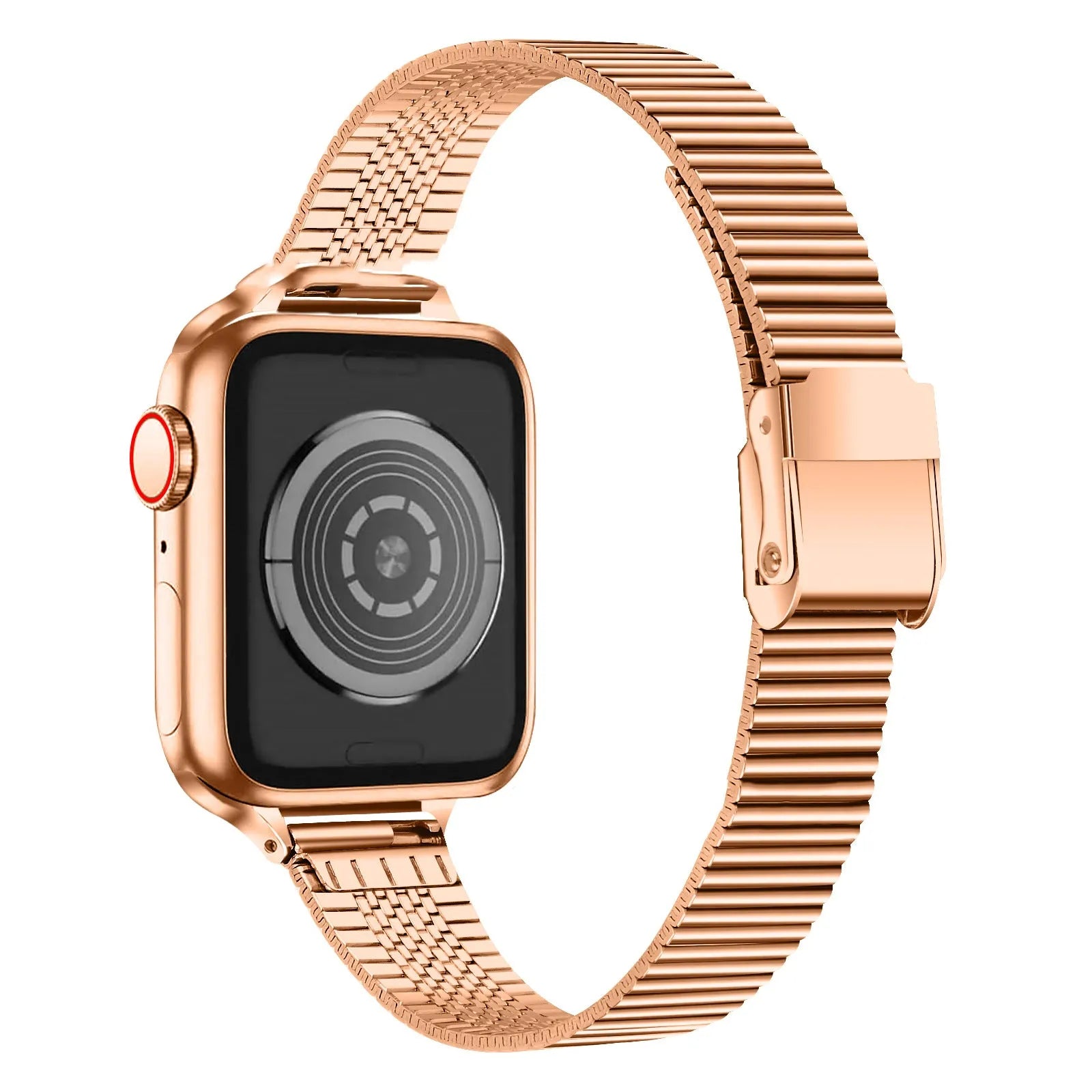 Stainless steel smart strap with double buckle for Apple Watch, black colour