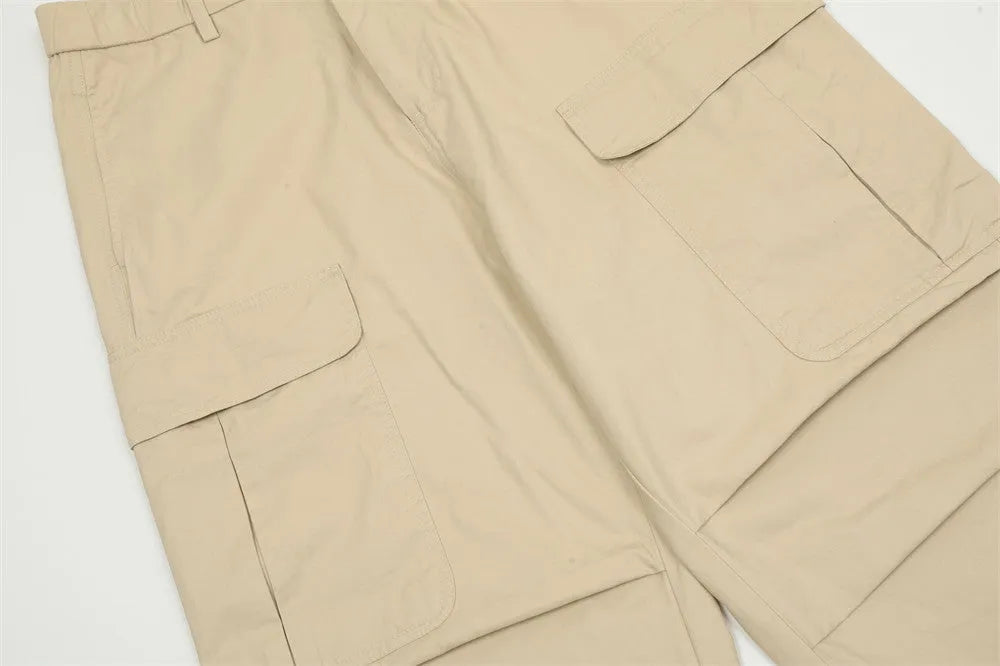 Cotton casual trousers for men solid colour gray side view