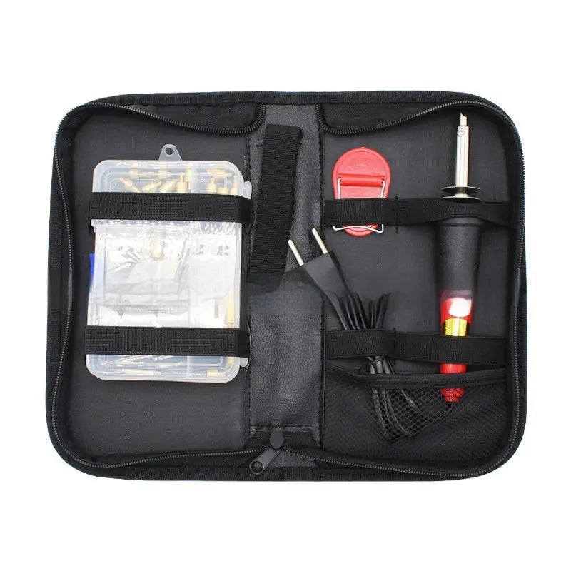 37 in 1 pyrography set with 30W electric soldering iron, 36 nibs, and rubber handle