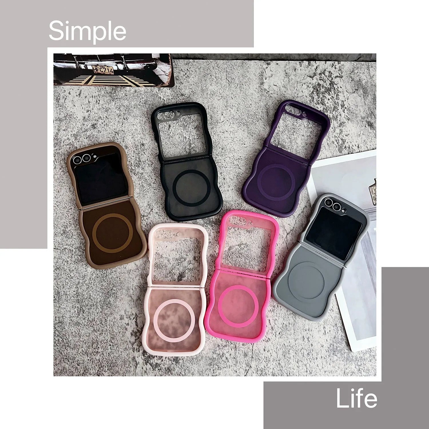 Magnetic transparent phone case for Samsung Z Flip foldable model with colour options