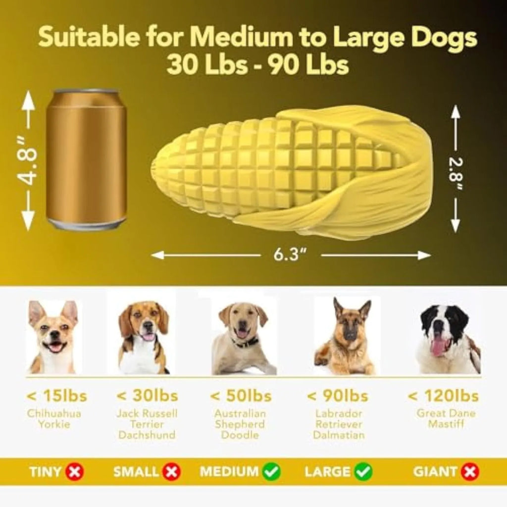 Blue and yellow durable corn stick dog chew toy for aggressive medium and large breed dogs
