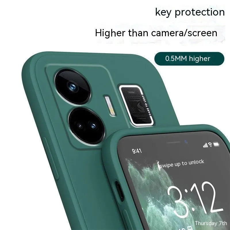 TPU liquid silicone straight edge phone case for OPPO Realme GT Neo5, frosted finish, classic black colour