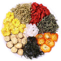 Honeysuckle chrysanthemum tea boxes with triangle bags and optional gift tea cups for fire reduction health care