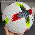 Fluorescent green size 5 PU football with seamless thermal adhesive patch construction for club and league training