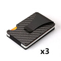 Aluminium alloy card holder in carbon fibre black finish holding bank cards