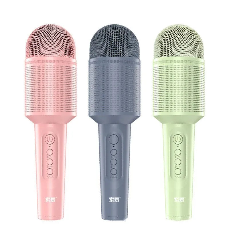 Karaoke microphone with wireless Bluetooth in pink, blue or green colours