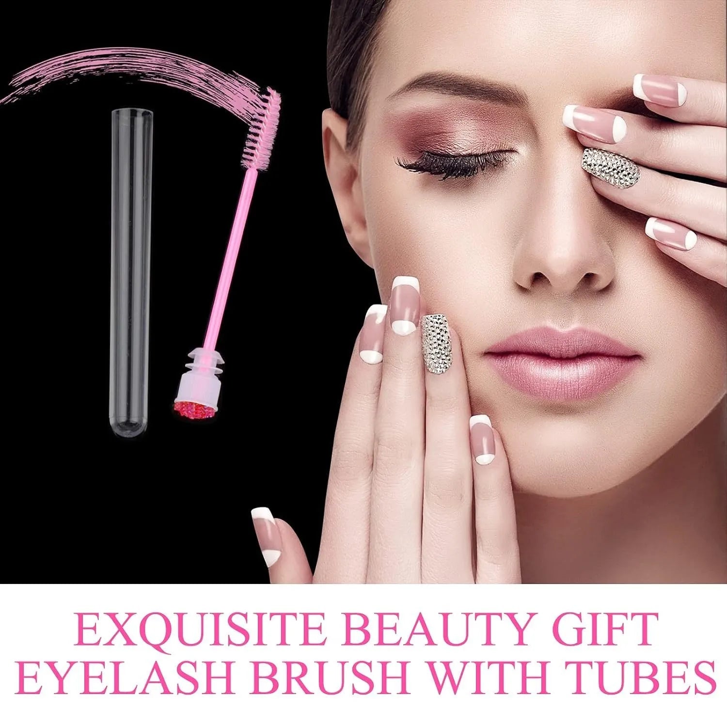 Disposable eyelash brushes in protective tubes with bendable heads for mascara and lash extensions