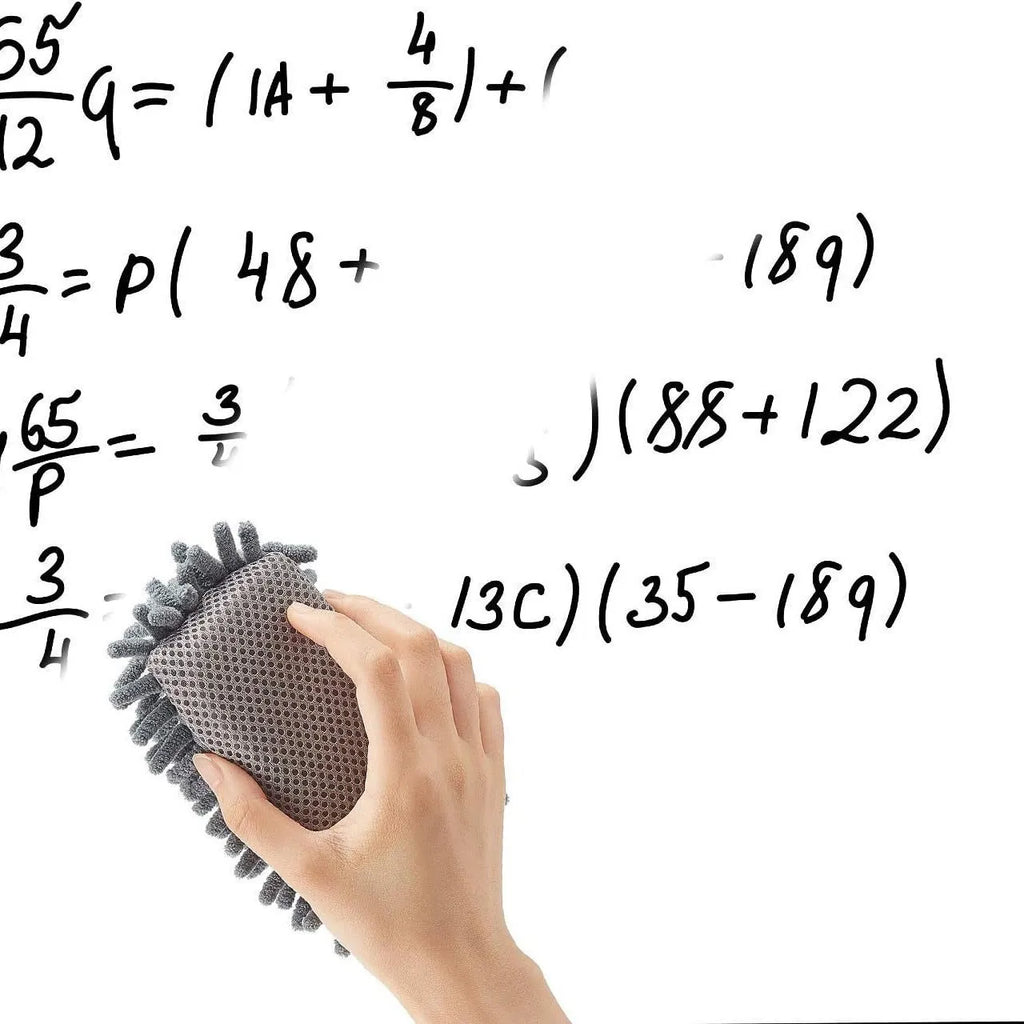 Chenille strong magnetic blackboard eraser in gray with sponge wipe, 12x8x4cm