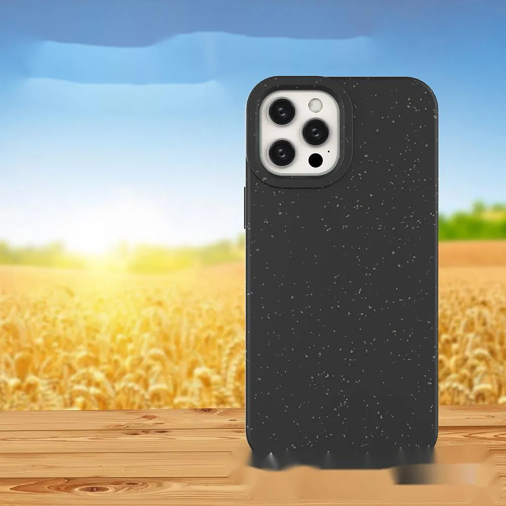 Wheat straw PLA fully degradable mobile phone case for iPhone in black colour