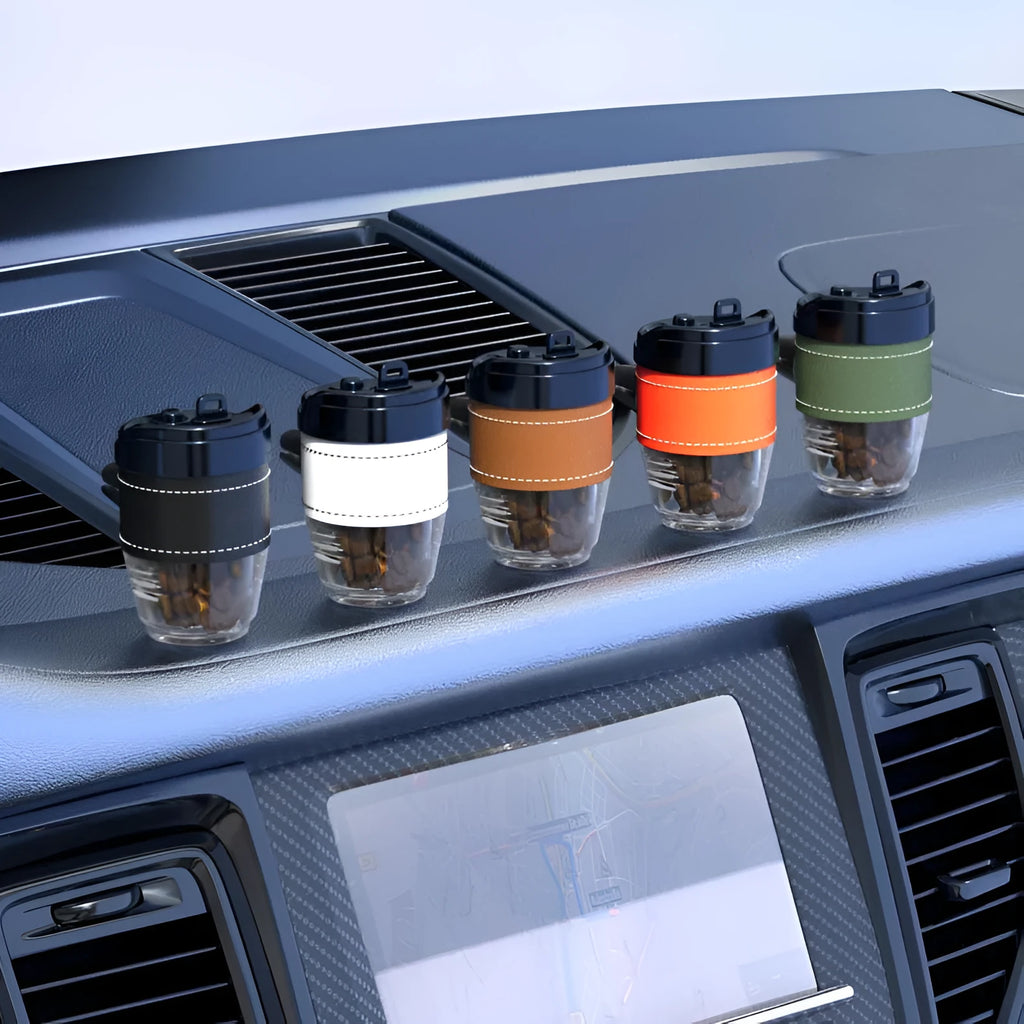 Coffee cup shaped car perfume air freshener with coffee beans fragrance in solid format