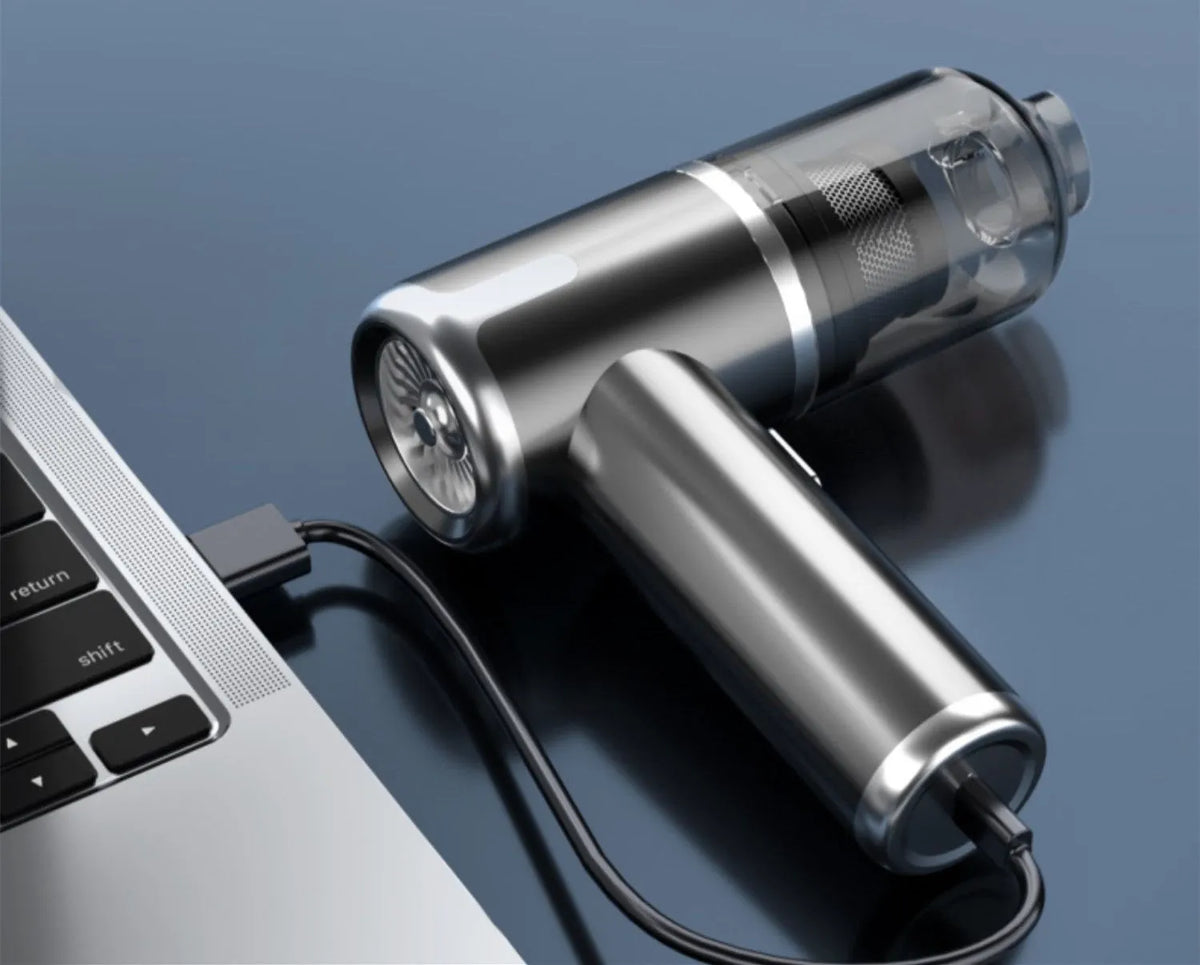 Handheld cordless vacuum cleaner with wireless charging dock and accessories for car cleaning