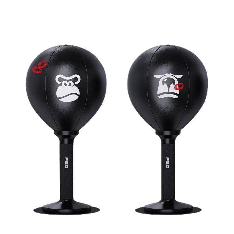 Desktop speed ball reaction trainer with PU ball in vertical style, Cool Bear design on desk