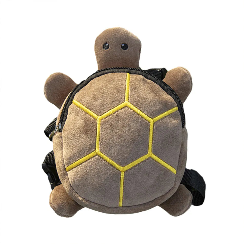 Cartoon turtle shape dog backpack vest with integrated harness in velvet material