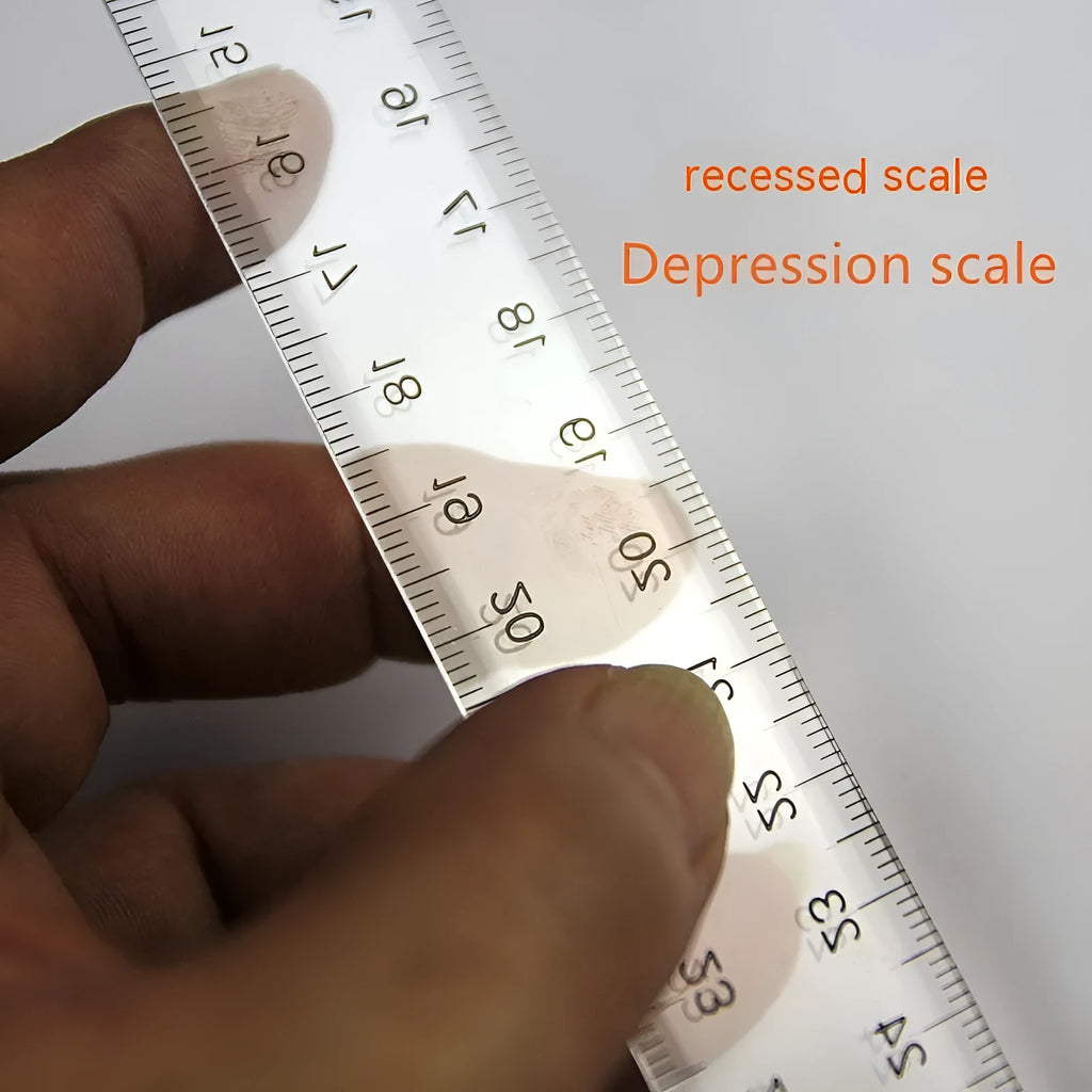 30cm T-shaped plastic ruler in transparent or orange yellow with measurement scales