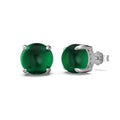 Retro S925 sterling silver green chalcedony stud earrings platinum finish round geometric women's jewellery