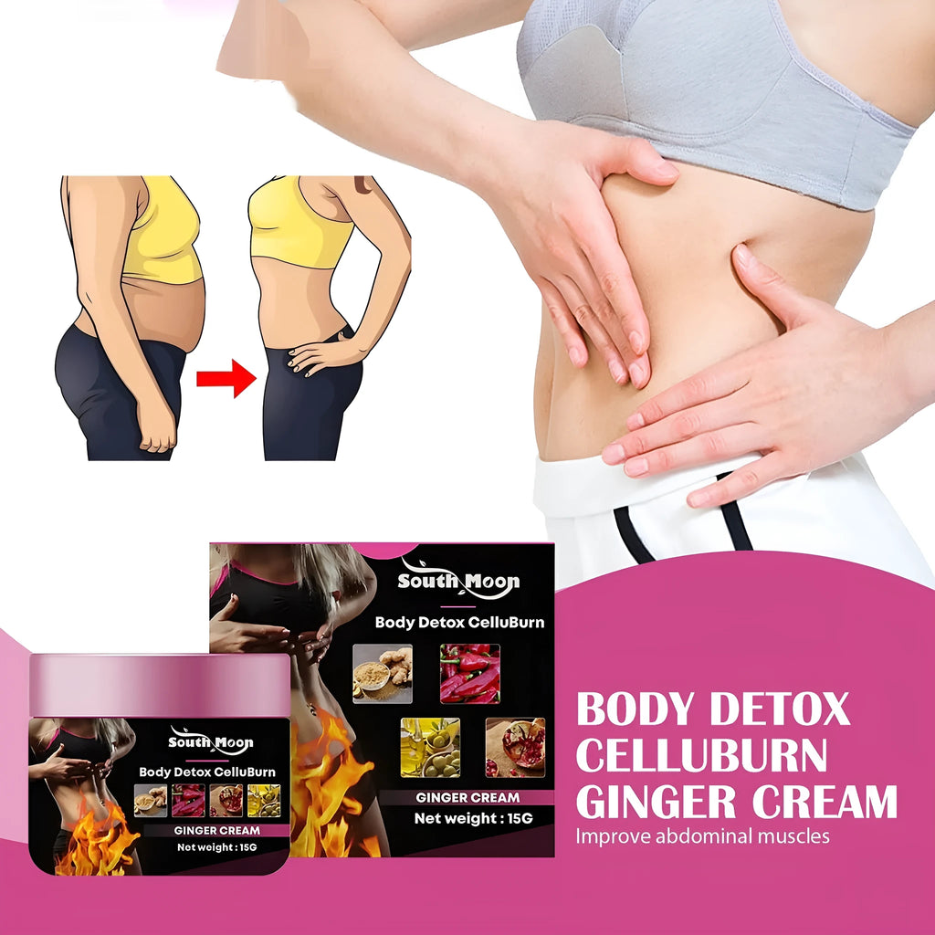 15g ginger thigh slimming cream with olive oil and hyaluronic acid in compact packaging