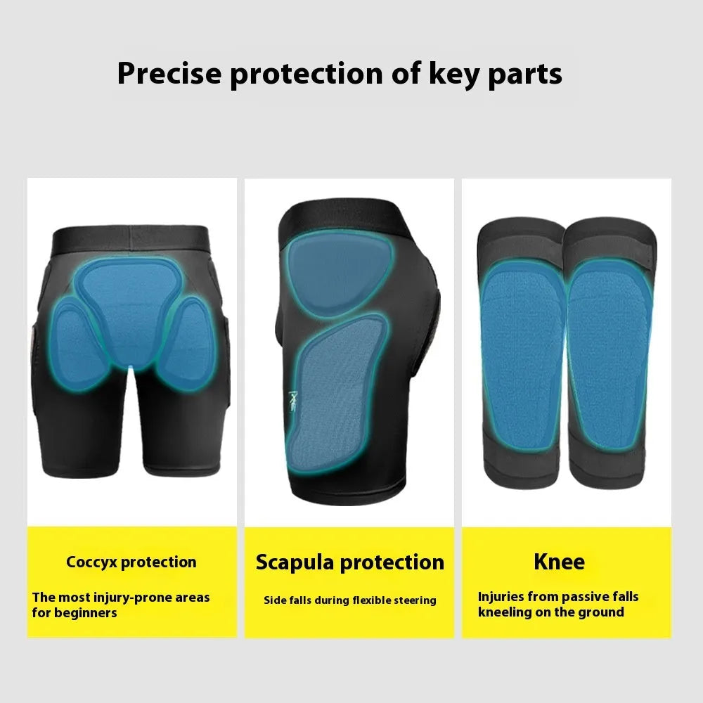 X-ray diffraction skiing protective hip and knee pads in sizes S M L XL for winter and action sports
