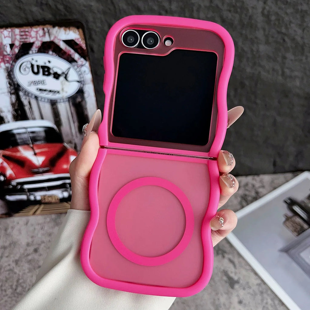 Magnetic transparent phone case for Samsung Z Flip foldable model with colour options