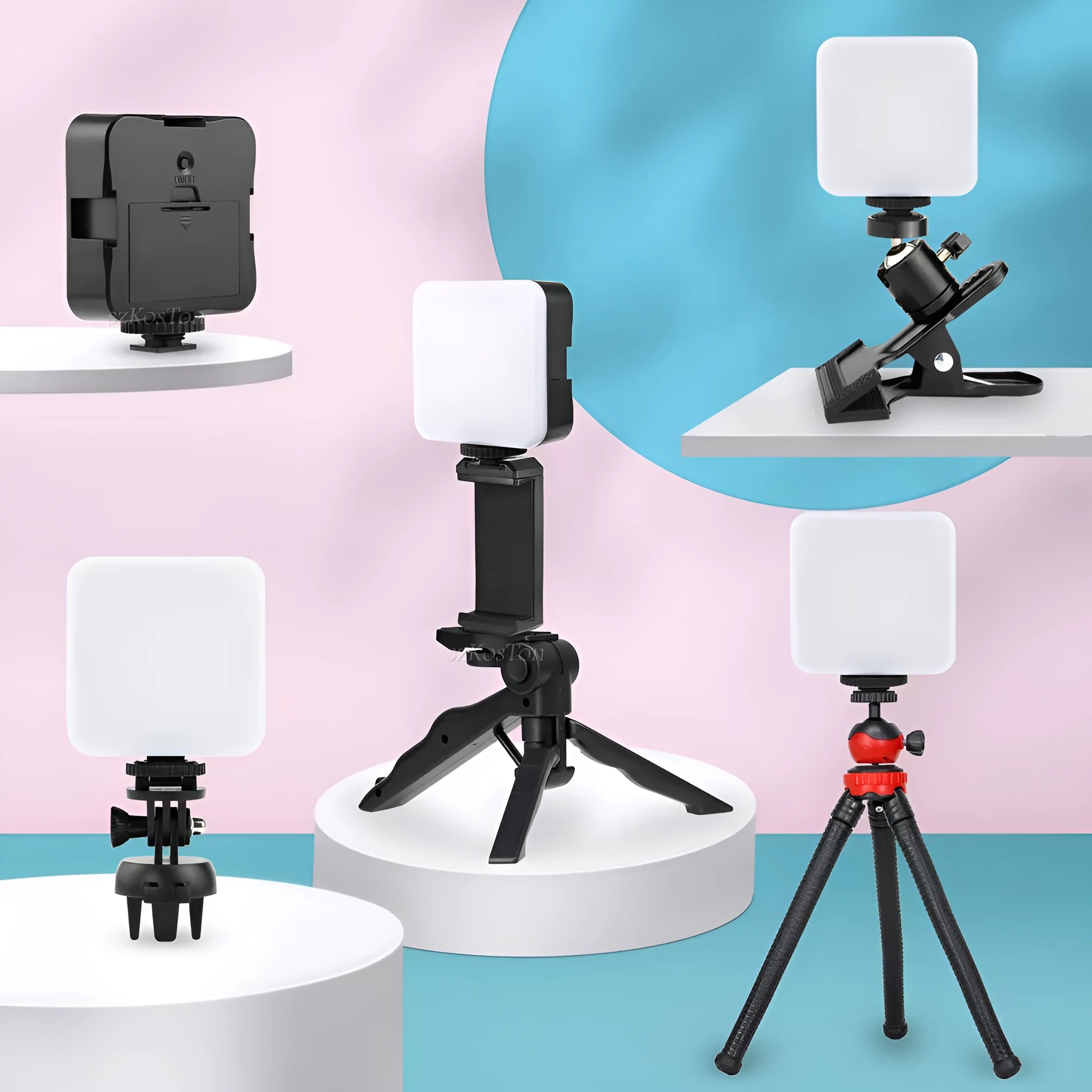 LED Mini Square Outdoor Pocket Light Tripod flash with rotatable head and compact dimensions