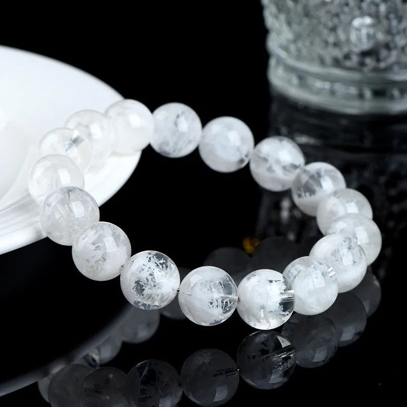 Geometric women's crystal bracelet with blizzard snowflake round beads and Ruyi Xiangyun elements