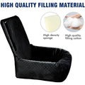 Black breathable pet car hanging bag with waterproof seat cushion, compressed size 44x58x6cm