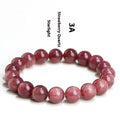 Natural starlight cherry red strawberry quartz bracelet with geometric crystal beads in multiple diameter options