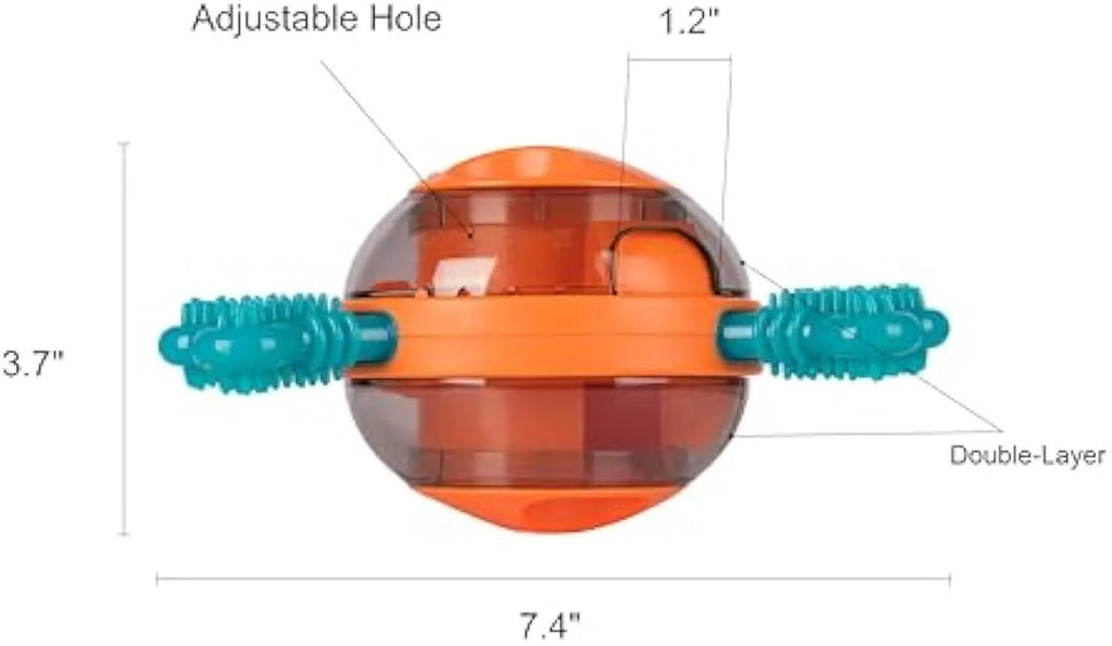 Blue dog interactive puzzle feeder slow feeder with attached rubber bones on a white background.