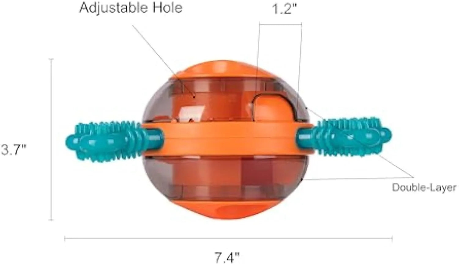 Blue dog interactive puzzle feeder slow feeder with attached rubber bones on a white background.