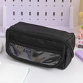 Canvas pencil case with flip design in Korean style showing organisation compartments