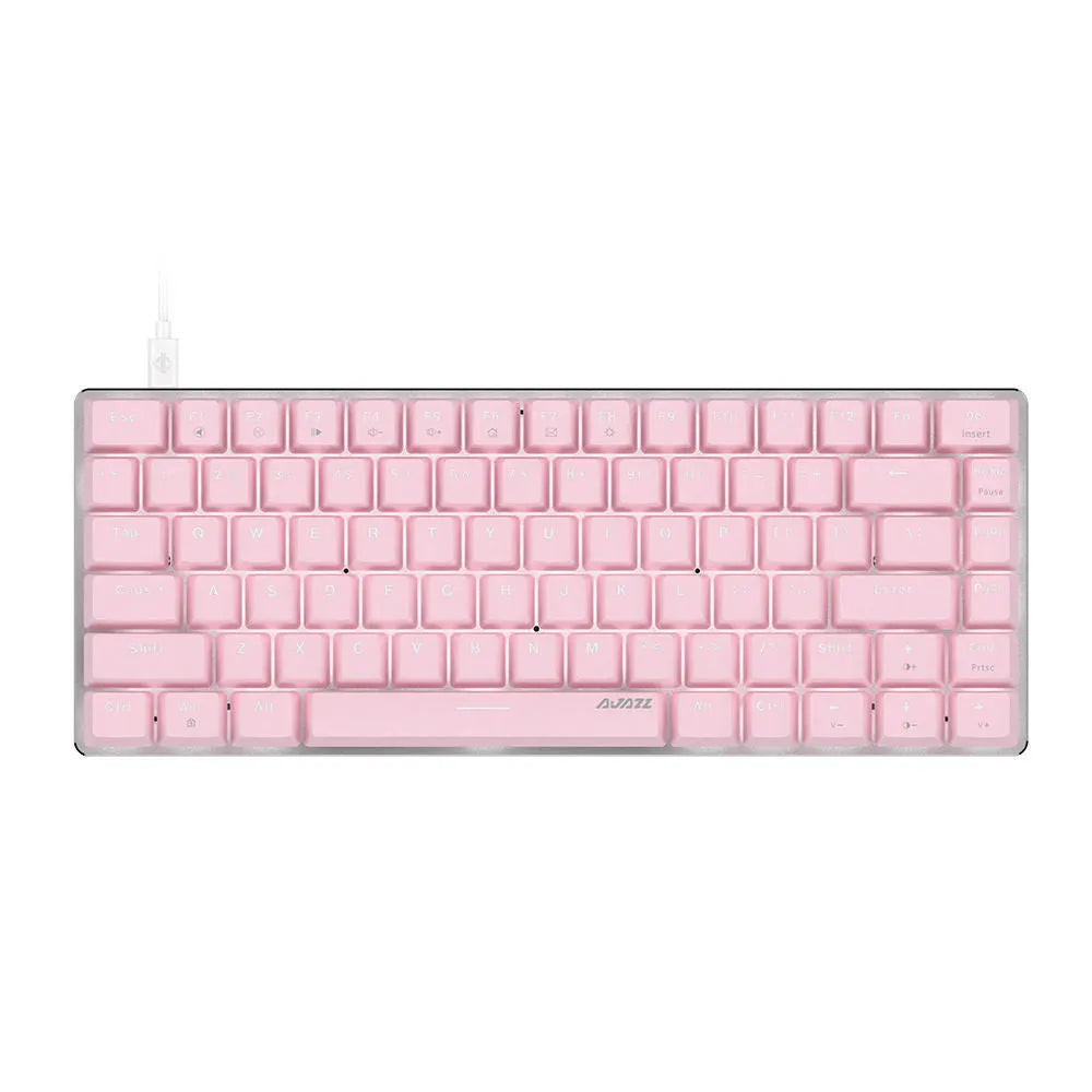 Pink 82-key mechanical gaming keyboard with white backlight and metal housing