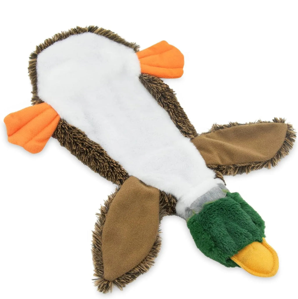 Green wild duck design stuffless dog chew toy with squeakers