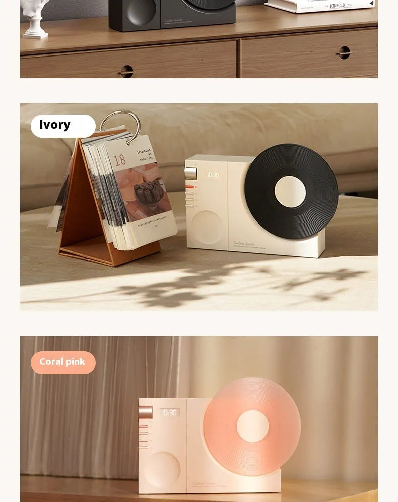 Mini Bluetooth speaker in Obsidian Black, Ivory White, Coral Pink or Plum Green with gift accessories