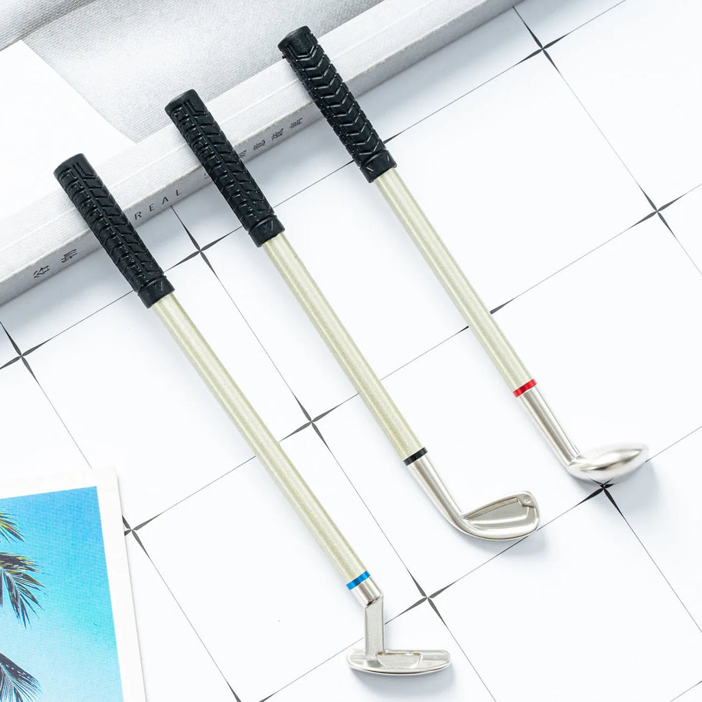 Three metal ballpoint pens with suit pattern design showing 0.7mm writing tips