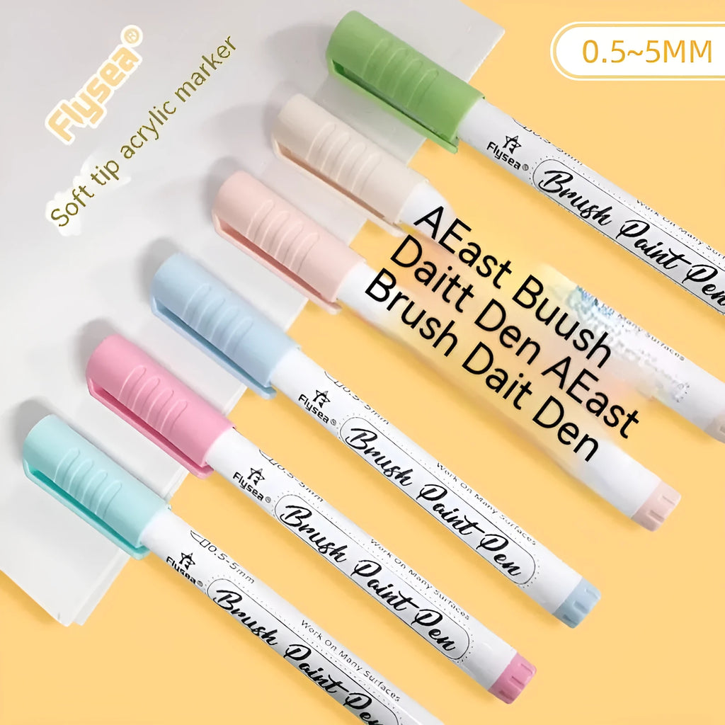 Set of soft-head gouache marker pens in a case, suitable for hand lettering and greeting card art.