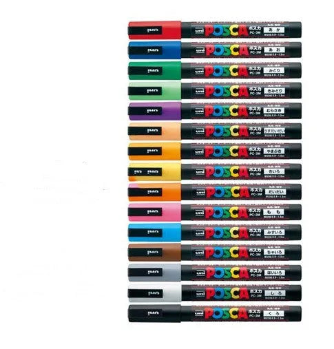 Set of 8 coloured acrylic doodle pens with plastic casing and 0.9-1.3mm tips