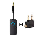 Black Bluetooth 5.4 audio adapter with a 3.5mm plug for wireless music streaming.