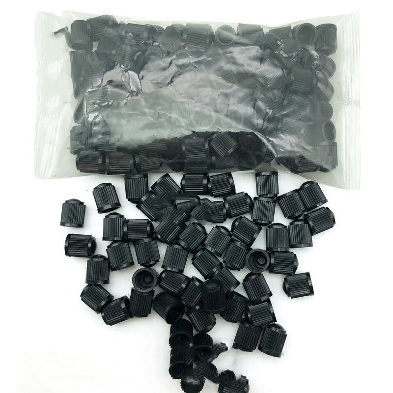 Black plastic tubeless valve with American mouth thread for GM models on white background