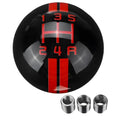 Universal 5 speed acrylic car gear head with black ball design and red gear markings