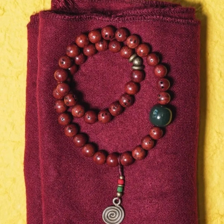 Handmade bodhi double circle bracelet retro style for women with natural seeds