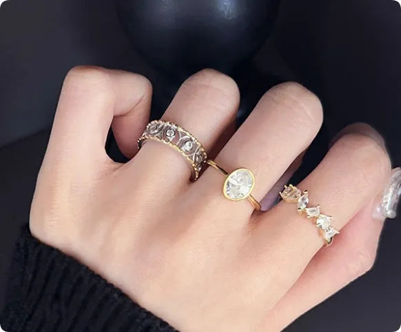 925 sterling silver gold plated French style ring for women simple design