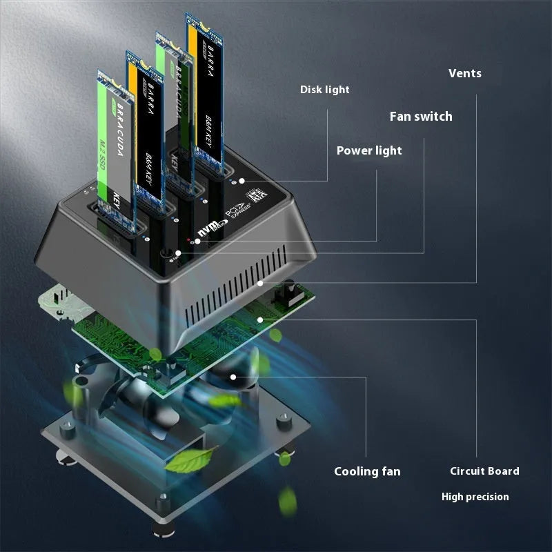 Aluminium M.2 dual protocol SSD mounting base in K30174P2 colour.